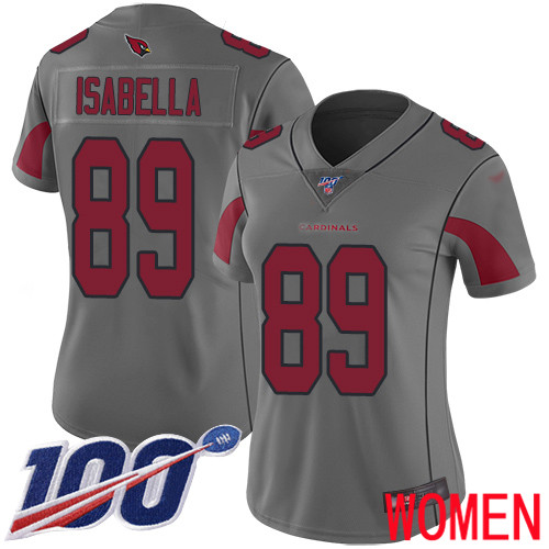 Arizona Cardinals Limited Silver Women Andy Isabella Jersey NFL Football #89 100th Season Inverted Legend->arizona cardinals->NFL Jersey